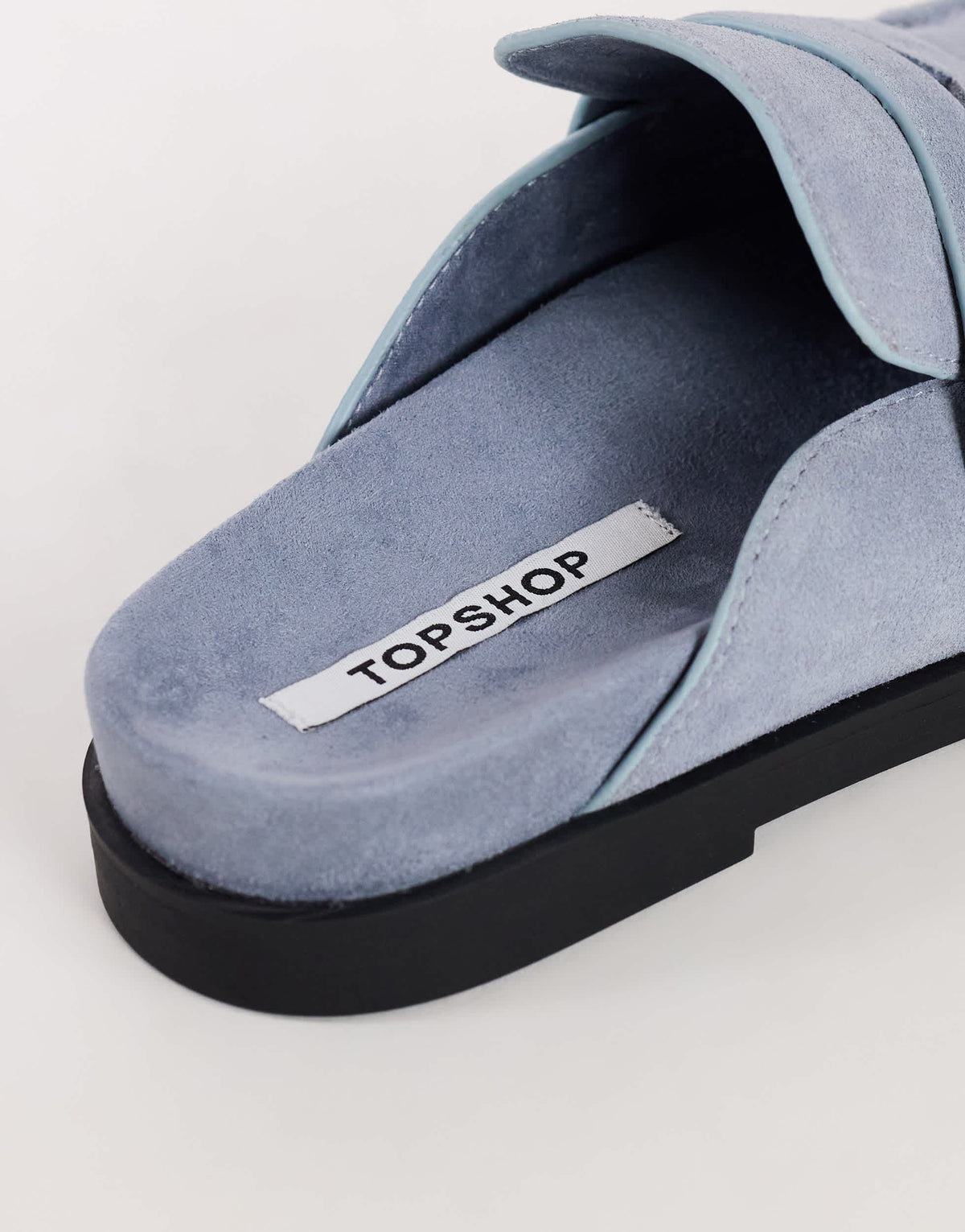 Topshop Addie real suede mule loafer in cornflower blue