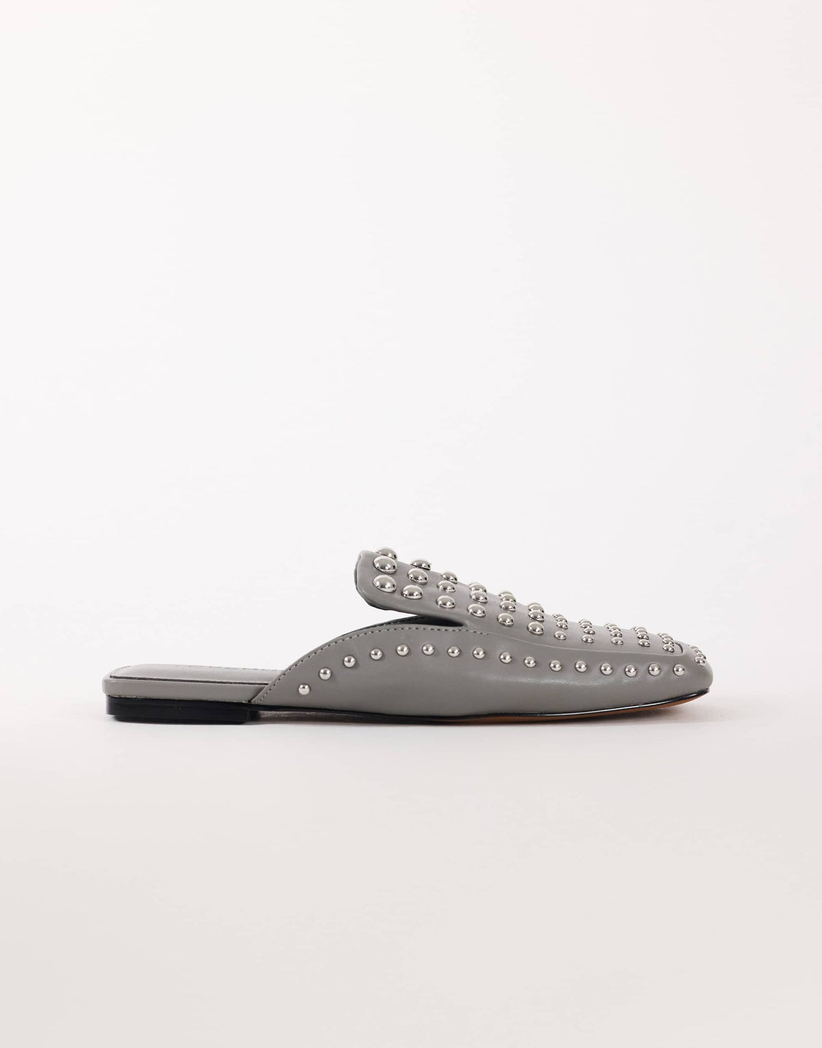 Topshop Bianca studded flat shoe in grey