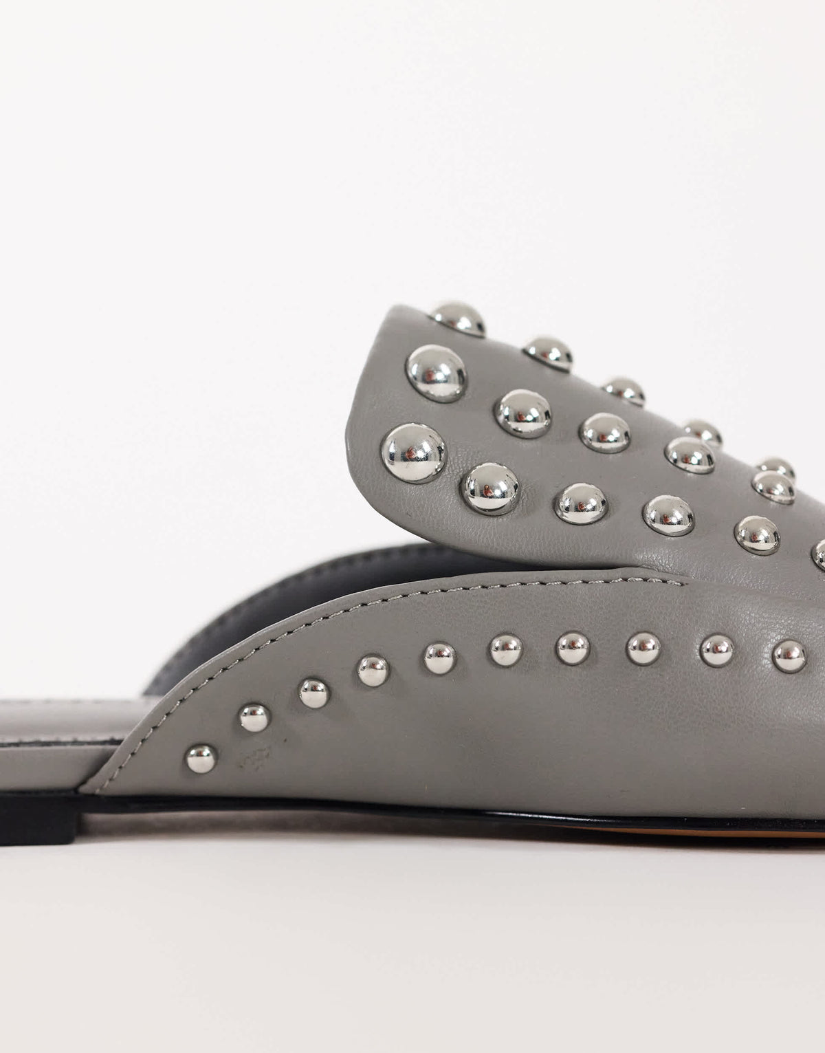 Topshop Bianca studded flat shoe in grey