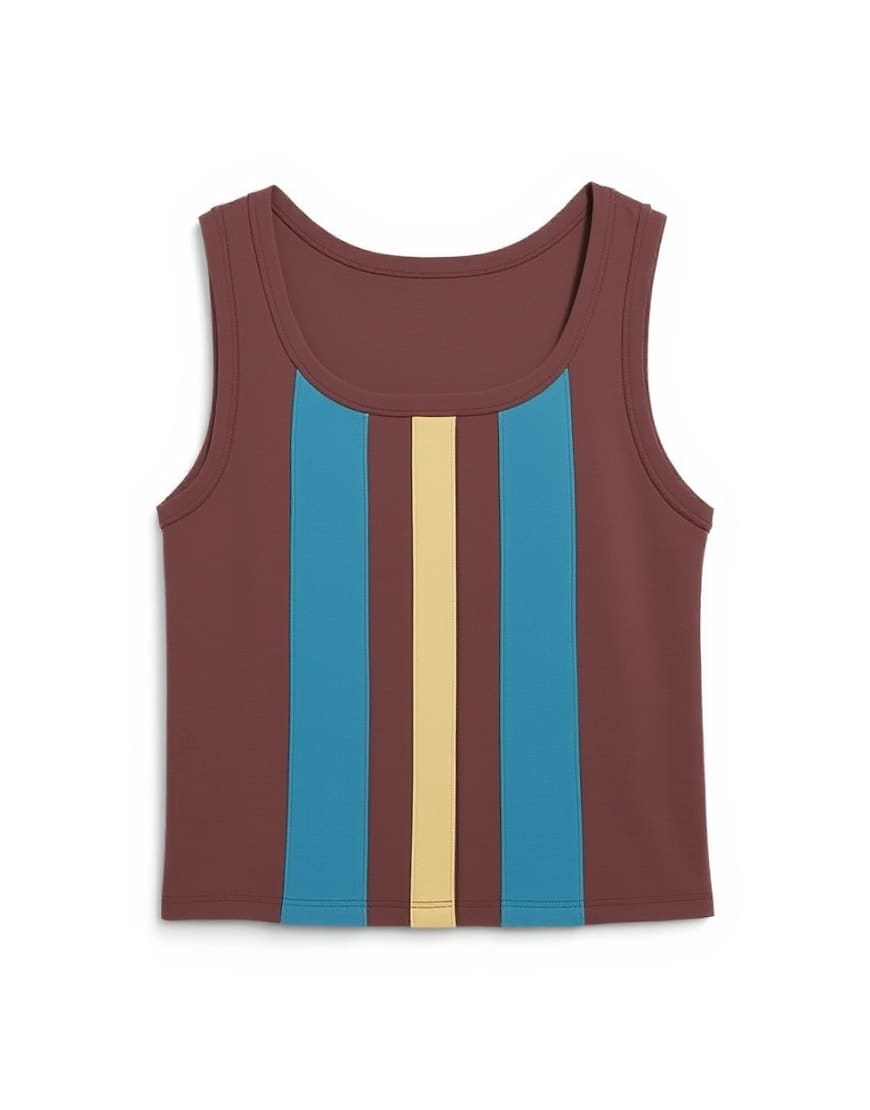 Topshop square neck stripe vest co-ord in chocolate