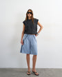 Topshop longline piping detail sports shorts in light blue