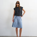 Topshop longline piping detail sports shorts in light blue