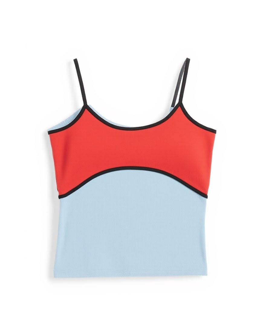 Topshop colour block cami fitted vest co-ord in red