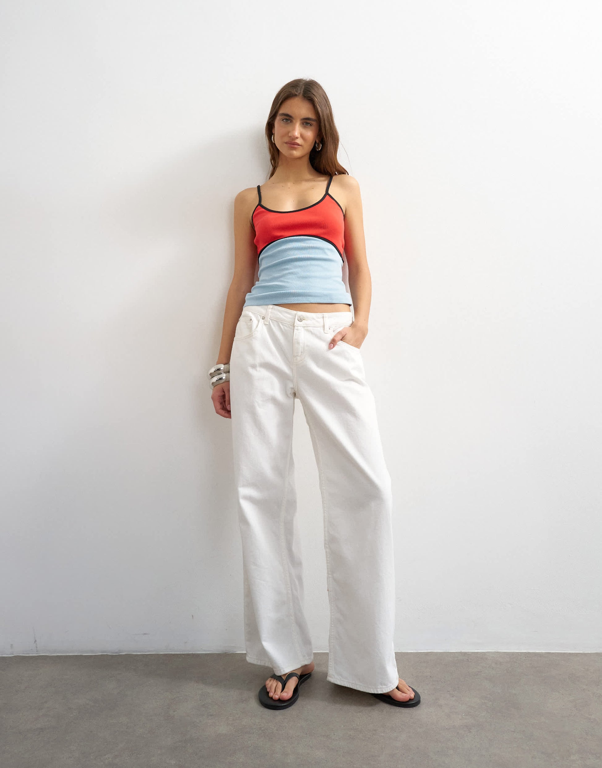 Topshop colour block cami fitted vest co-ord in red