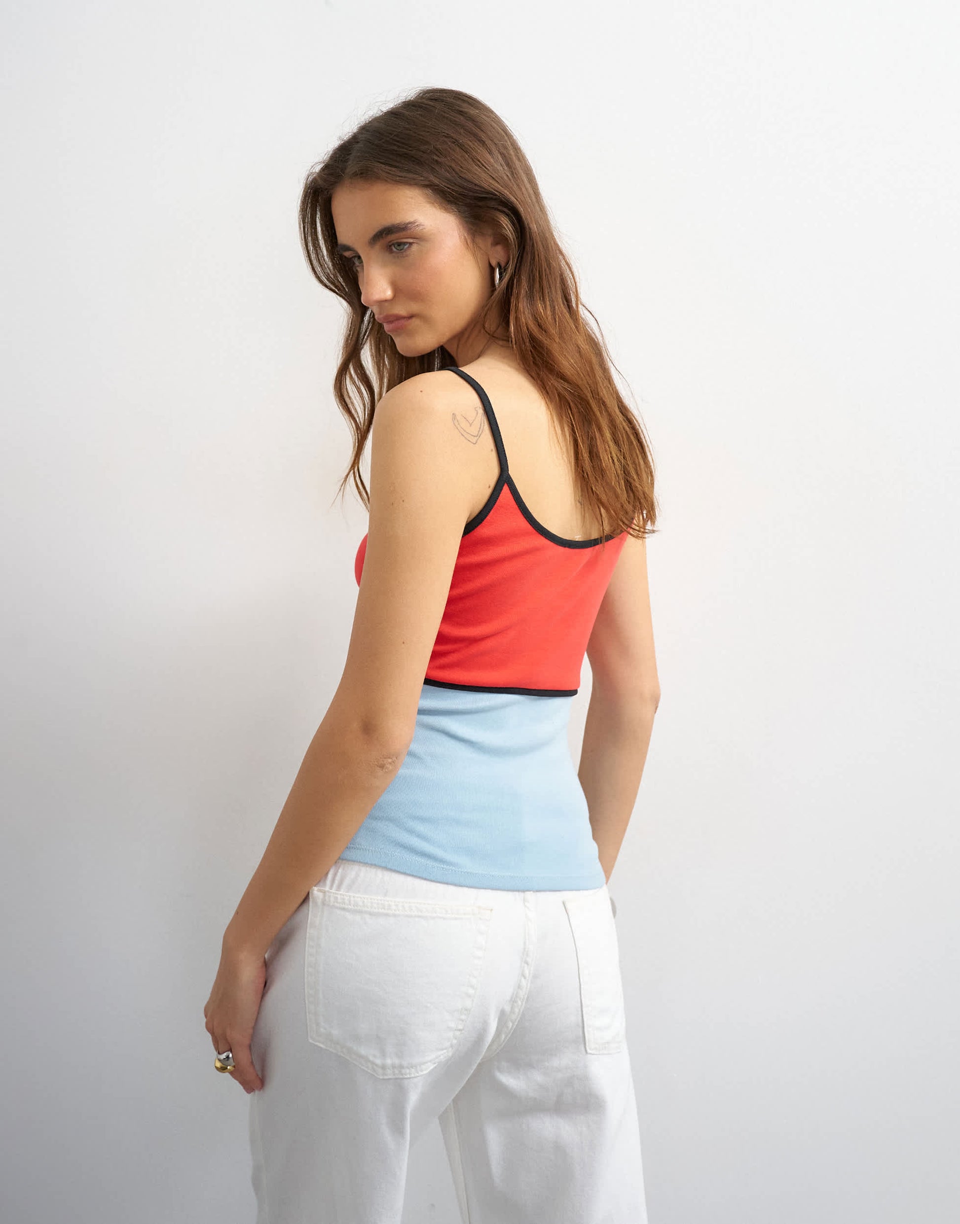 Topshop colour block cami fitted vest co-ord in red