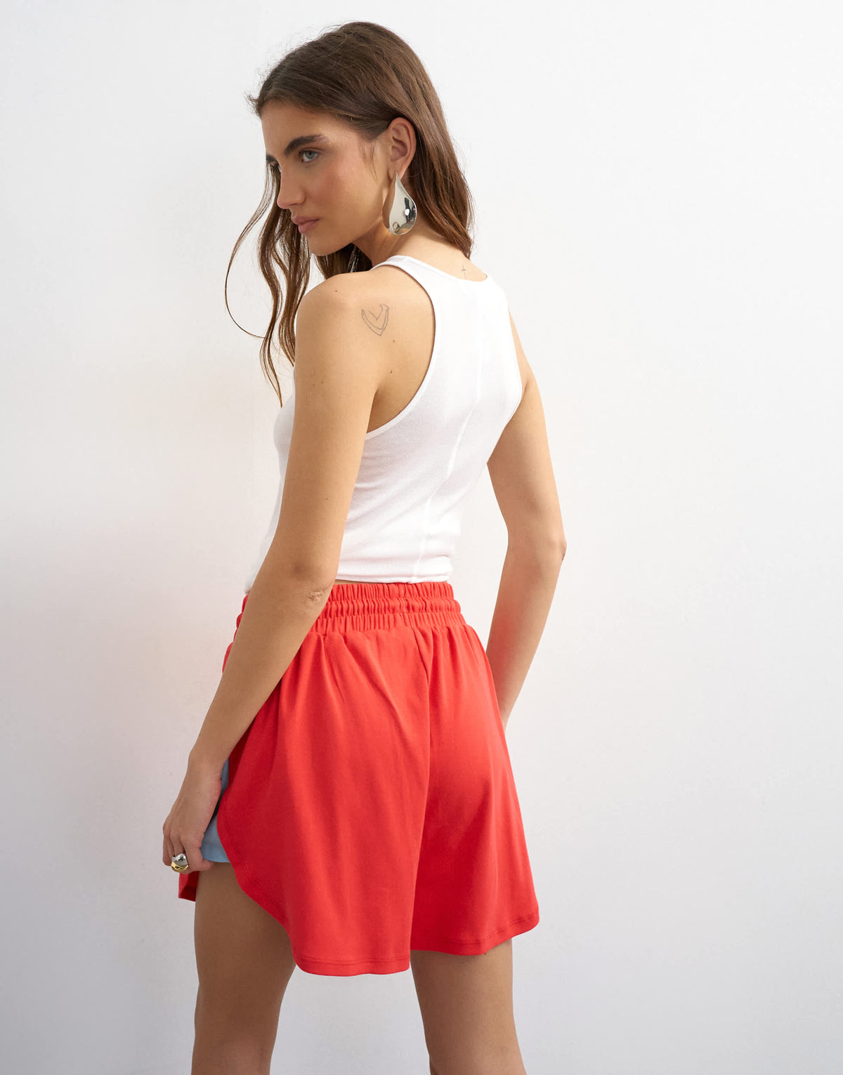 Topshop colour block sport shorts co-ord in red
