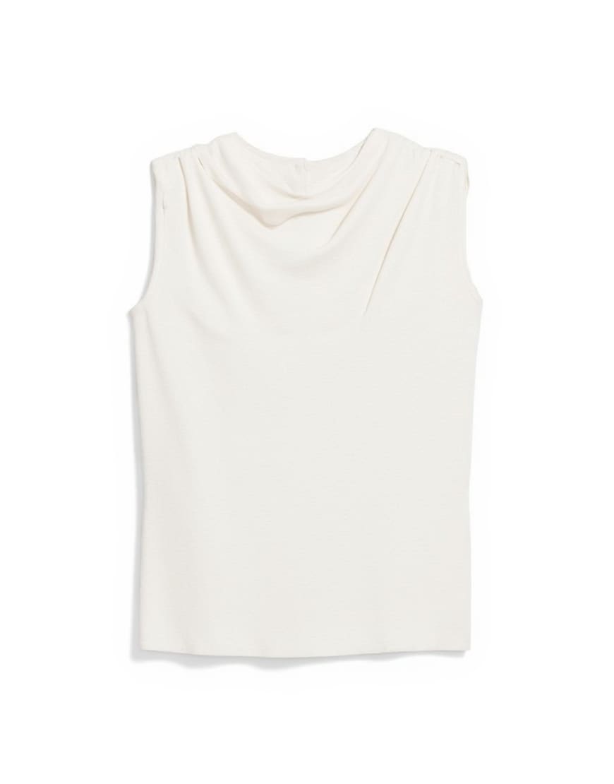 Topshop linen look cowl ruched side top in cream