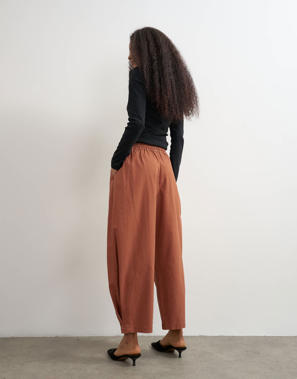 Topshop drawcord techy balloon trousers in rust