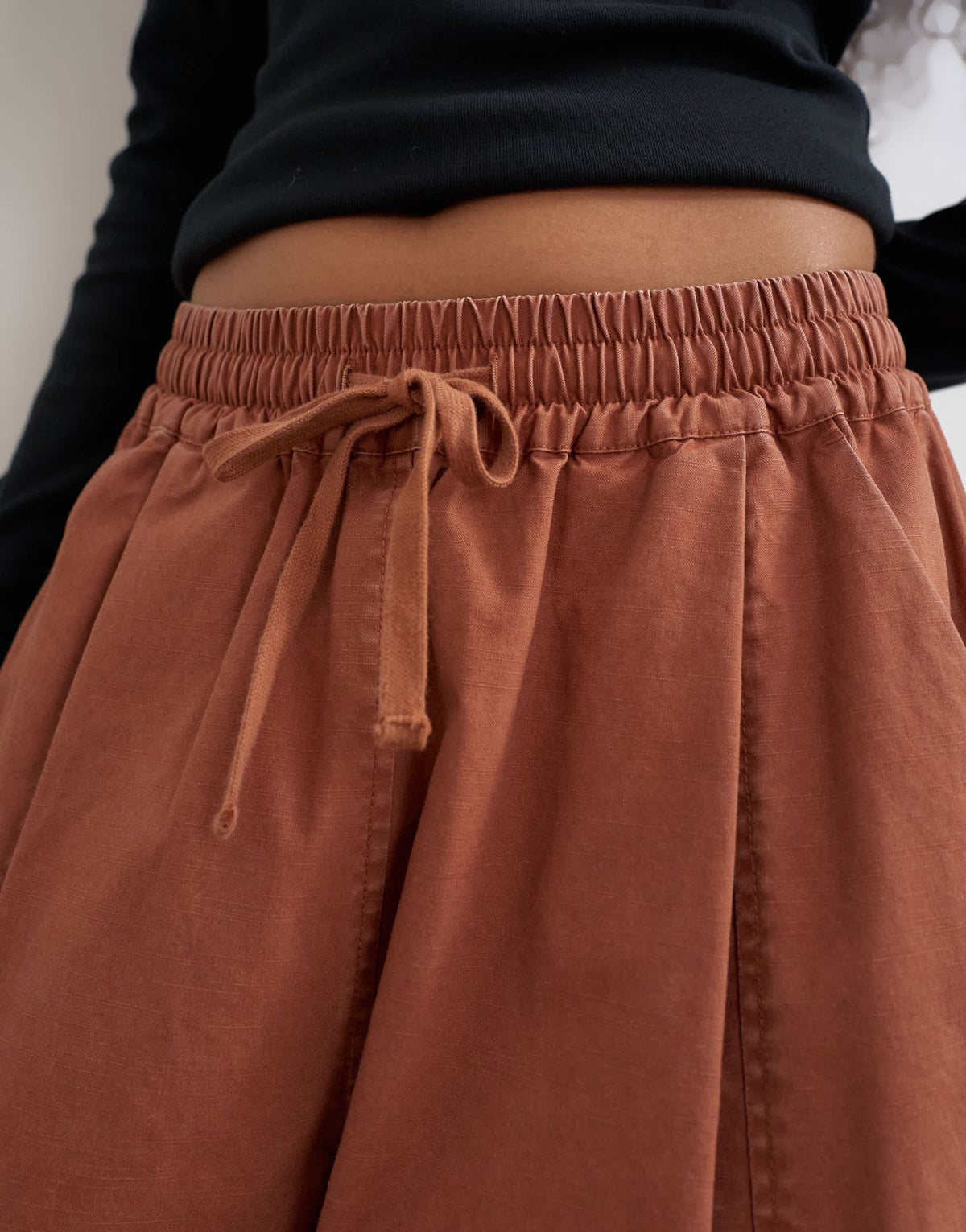 Topshop drawcord techy balloon trousers in rust