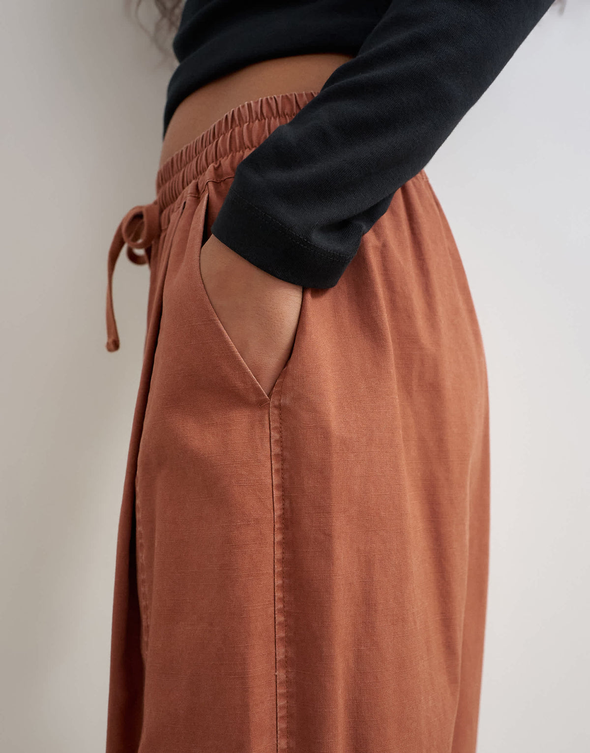 Topshop drawcord techy balloon trousers in rust
