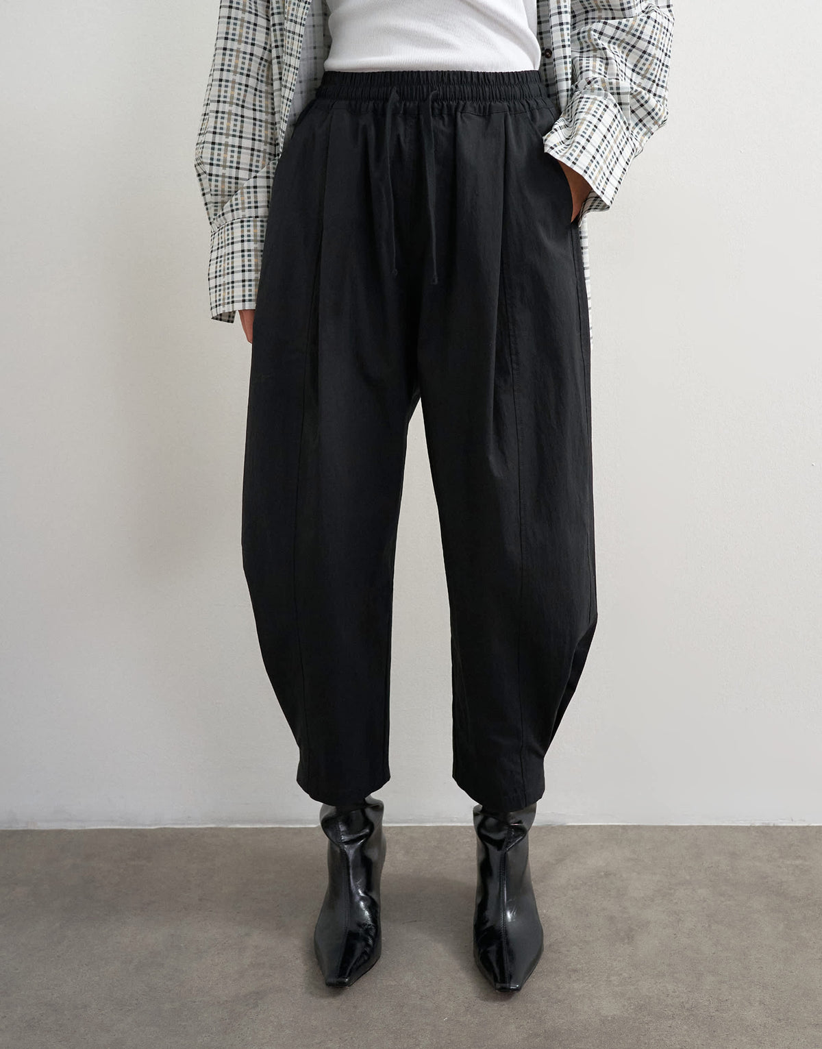 Topshop drawcord techy balloon trousers in black