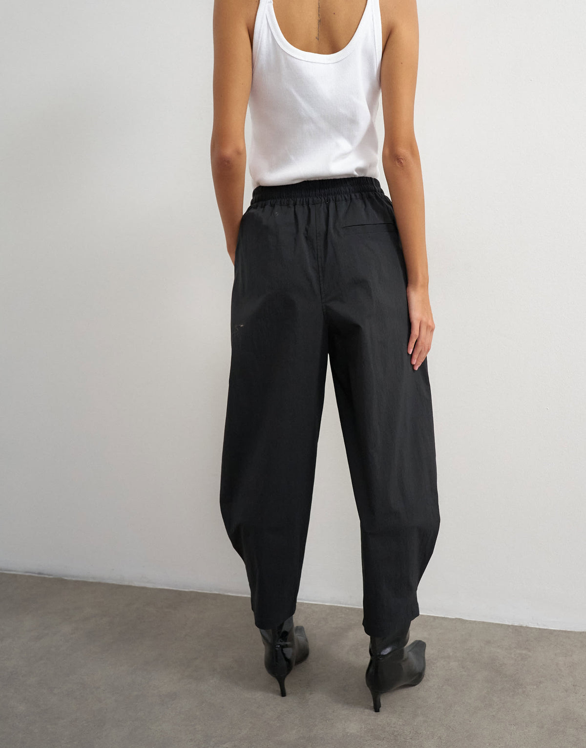 Topshop drawcord techy balloon trousers in black