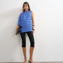 Topshop stripe distorted cape top in blue