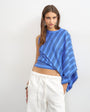Topshop stripe distorted cape top in blue