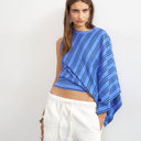 Topshop stripe distorted cape top in blue