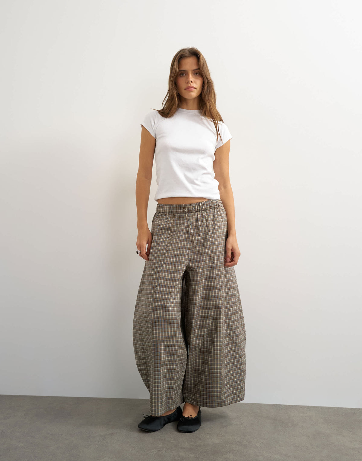 Topshop ovoid mid length trouser in blue check