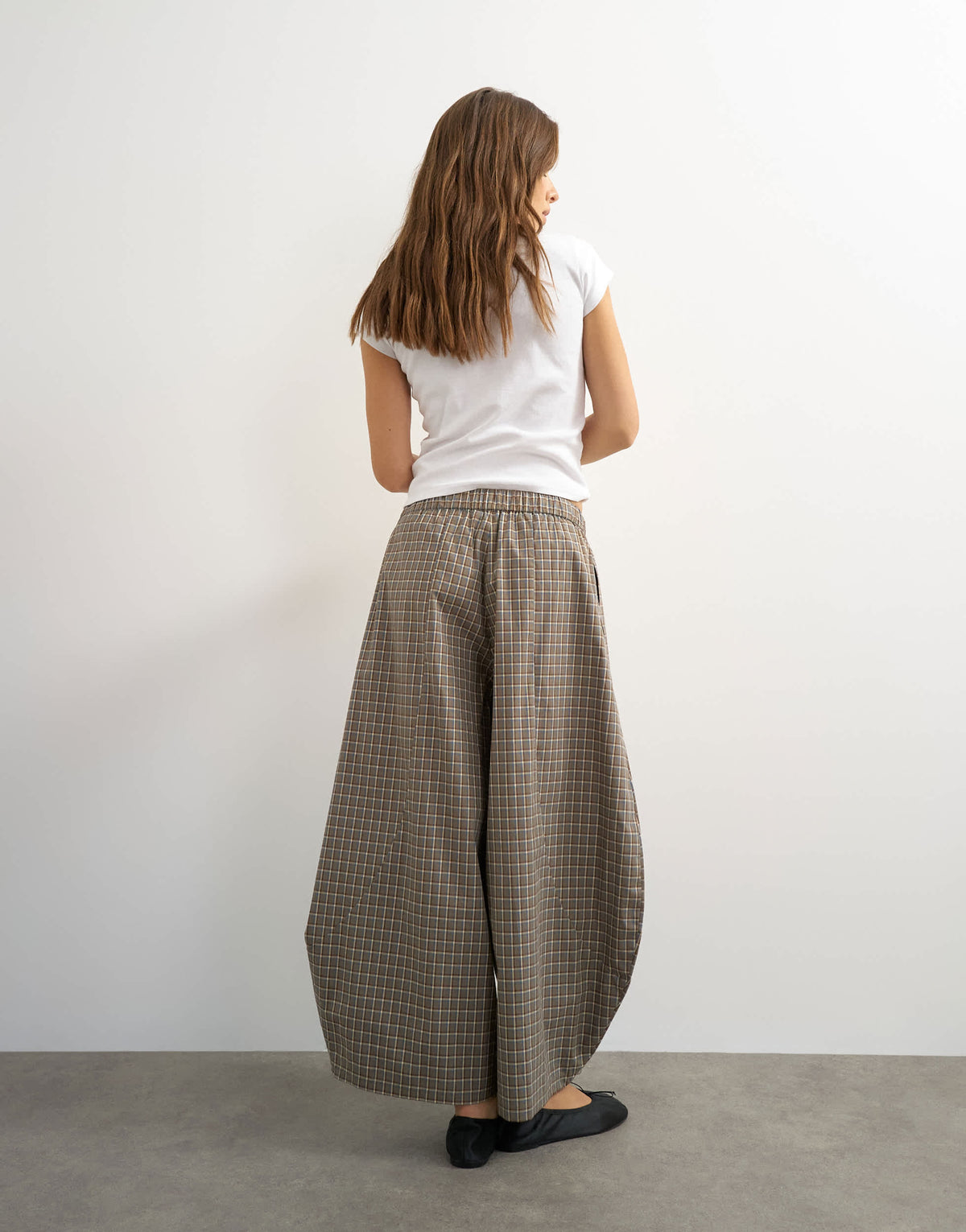 Topshop ovoid mid length trouser in blue check