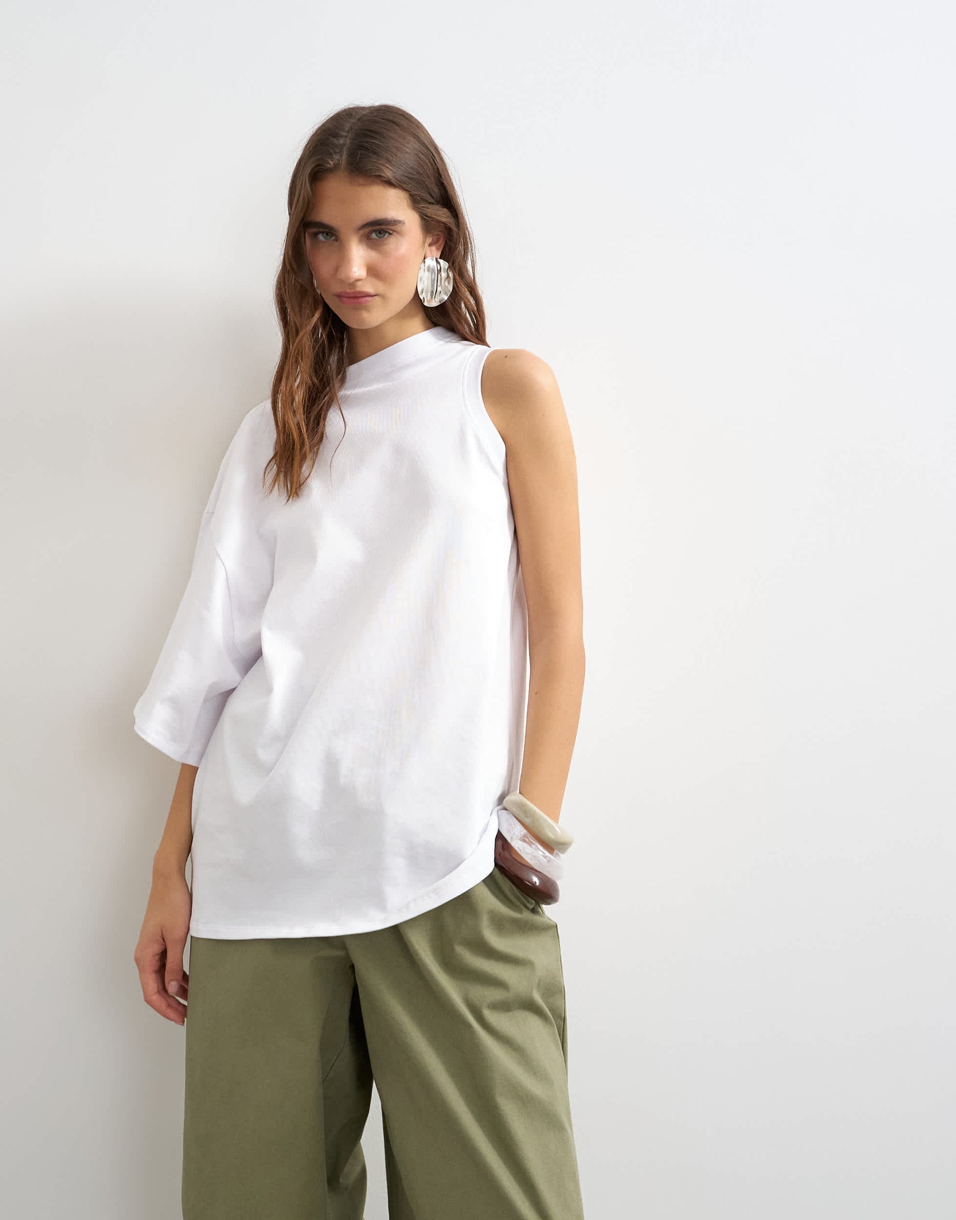 Topshop distorted cape top in ecru