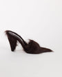 Topshop Willa cone heel mule in chocolate hair on real leather 