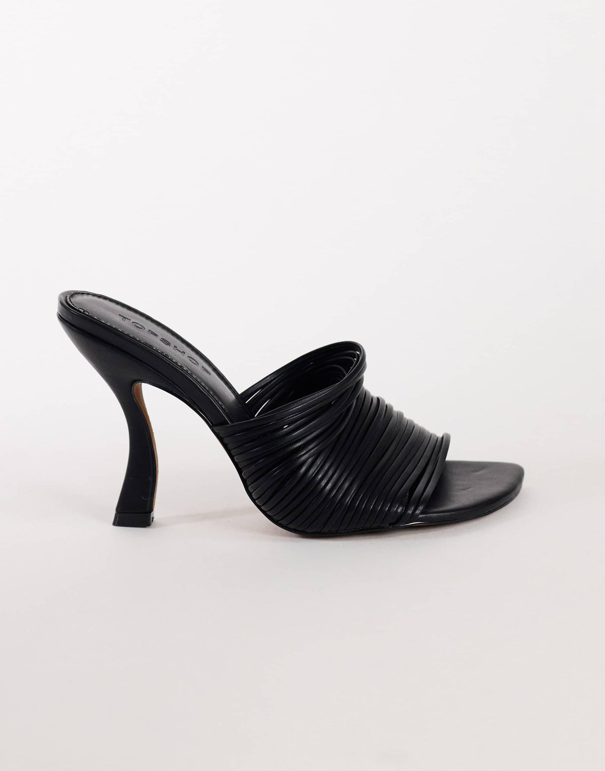 Topshop Wisteria strappy heeled mule in black