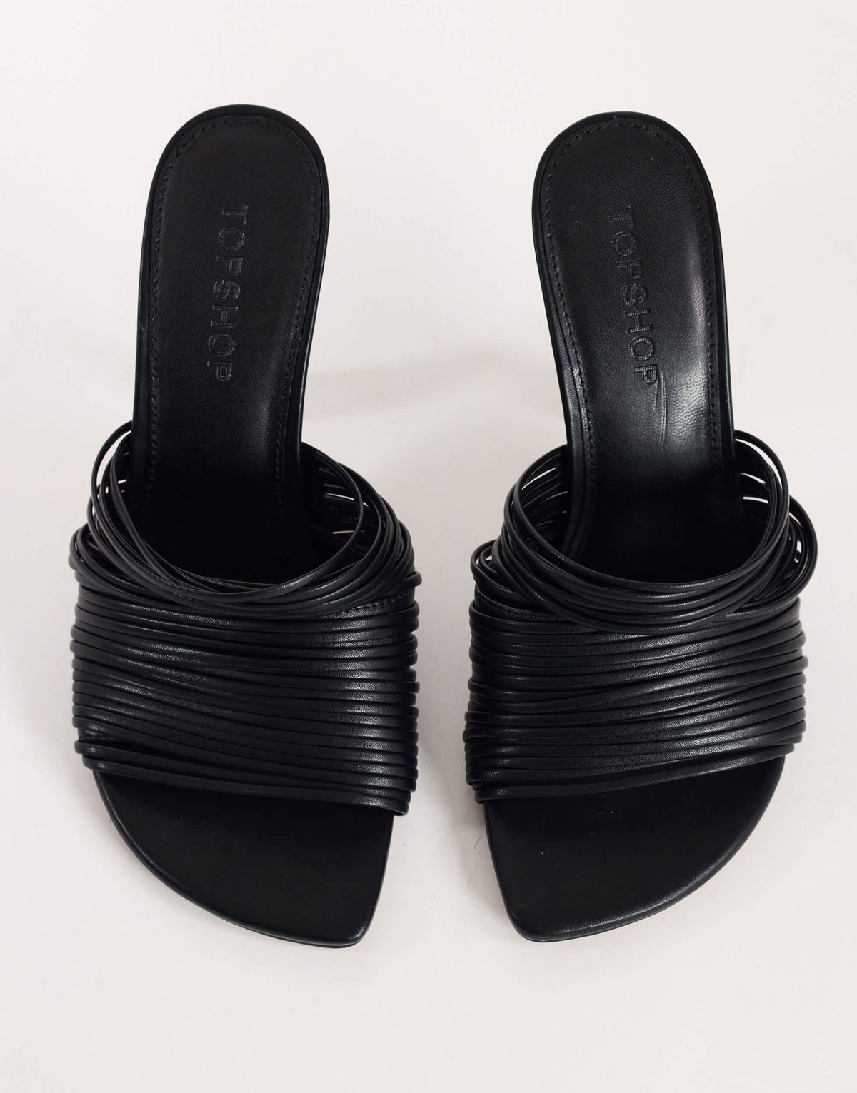 Topshop Wisteria strappy heeled mule in black
