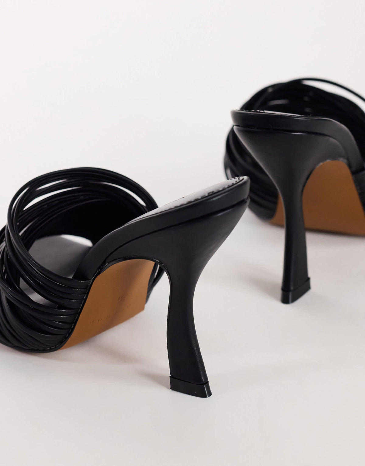 Topshop Wisteria strappy heeled mule in black