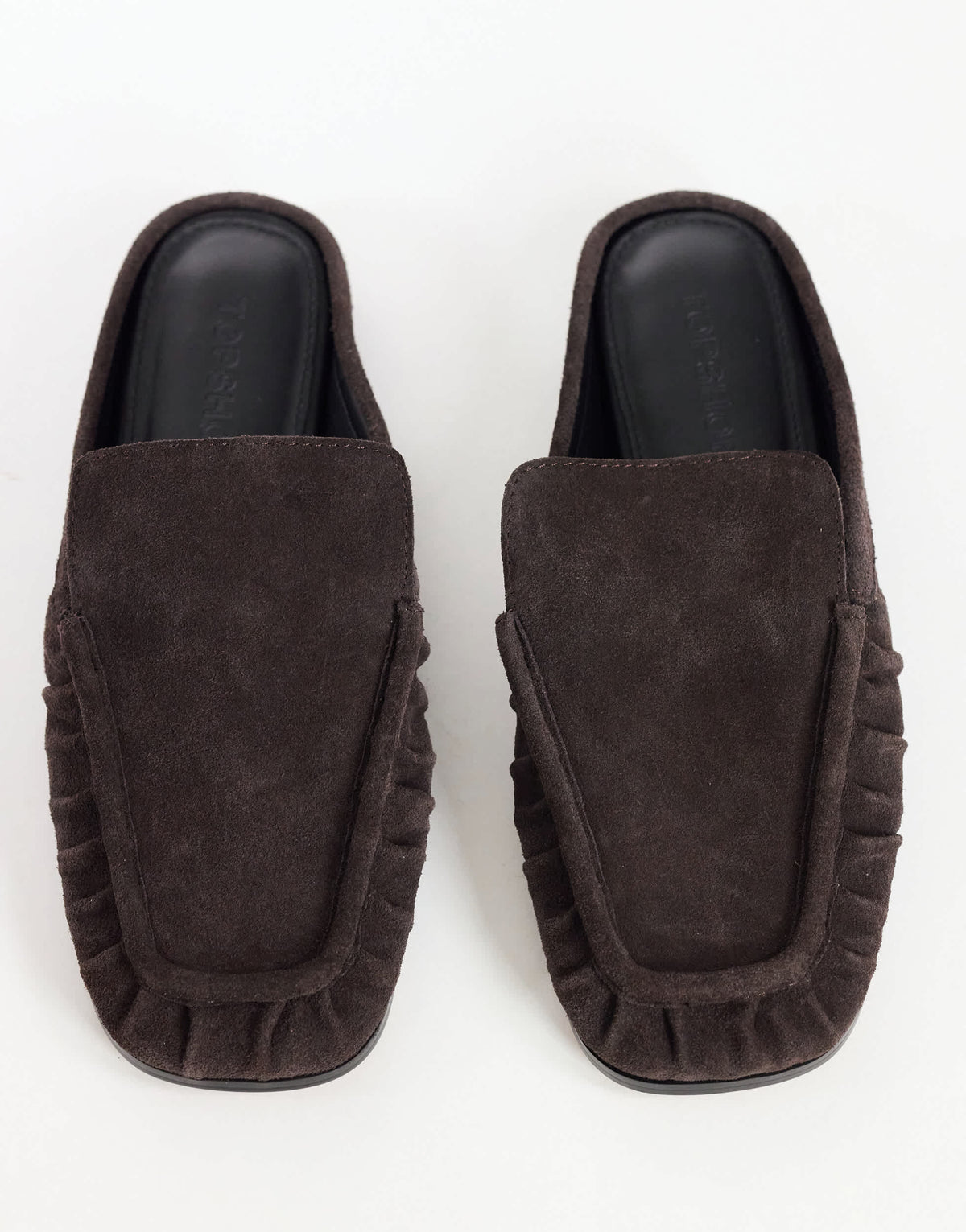 Topshop Brianna ruched mule loafer in chocolate