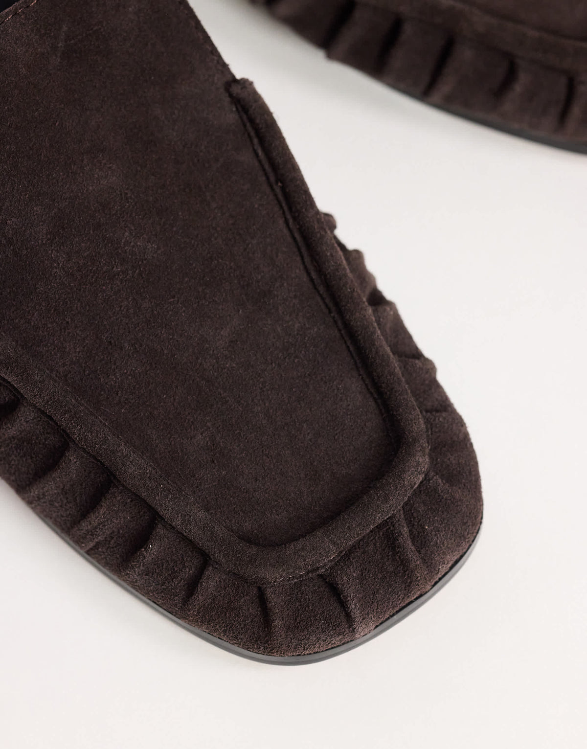 Topshop Brianna ruched mule loafer in chocolate
