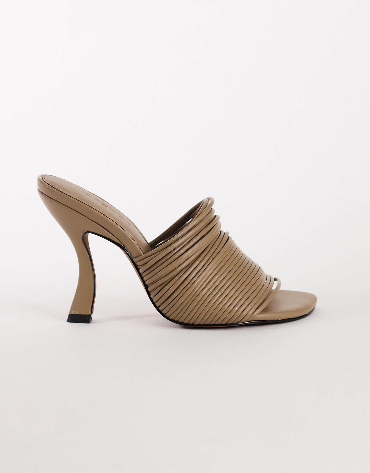 Topshop Wisteria strappy heeled mule in taupe