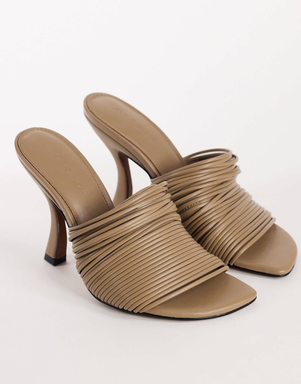 Topshop Wisteria strappy heeled mule in taupe