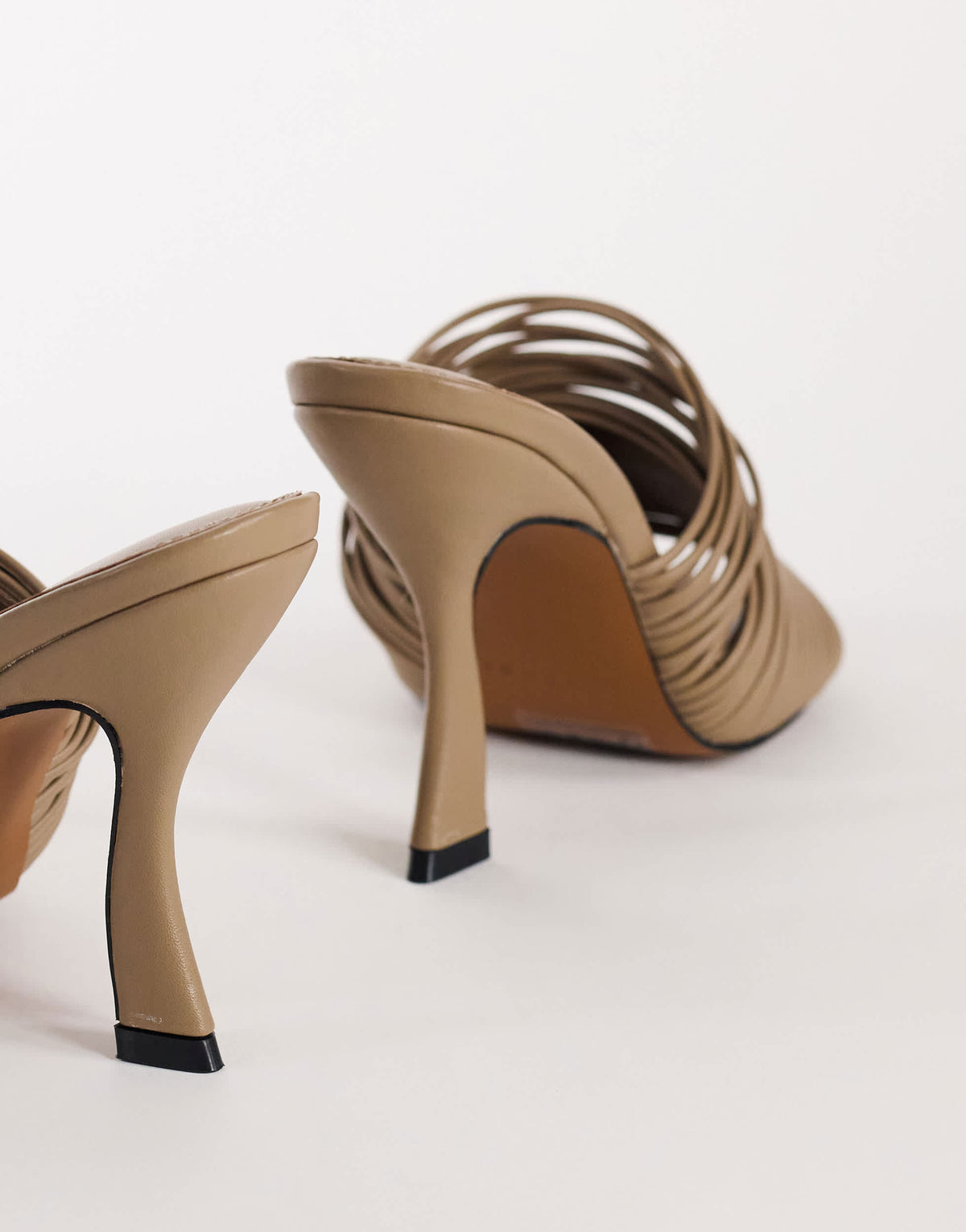 Topshop Wisteria strappy heeled mule in taupe
