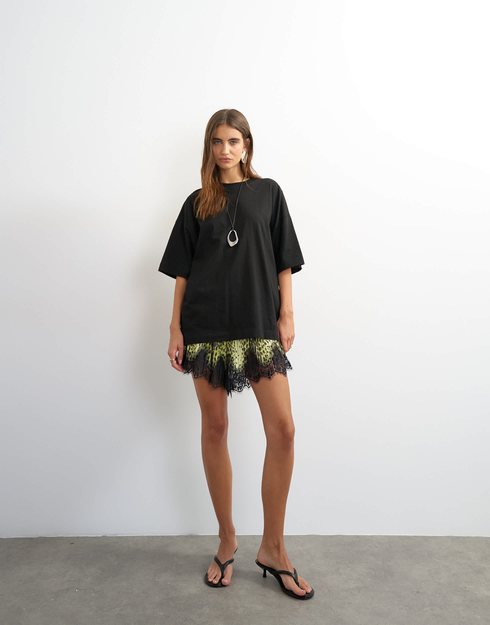 Topshop oversized drop shoulder tee in black
