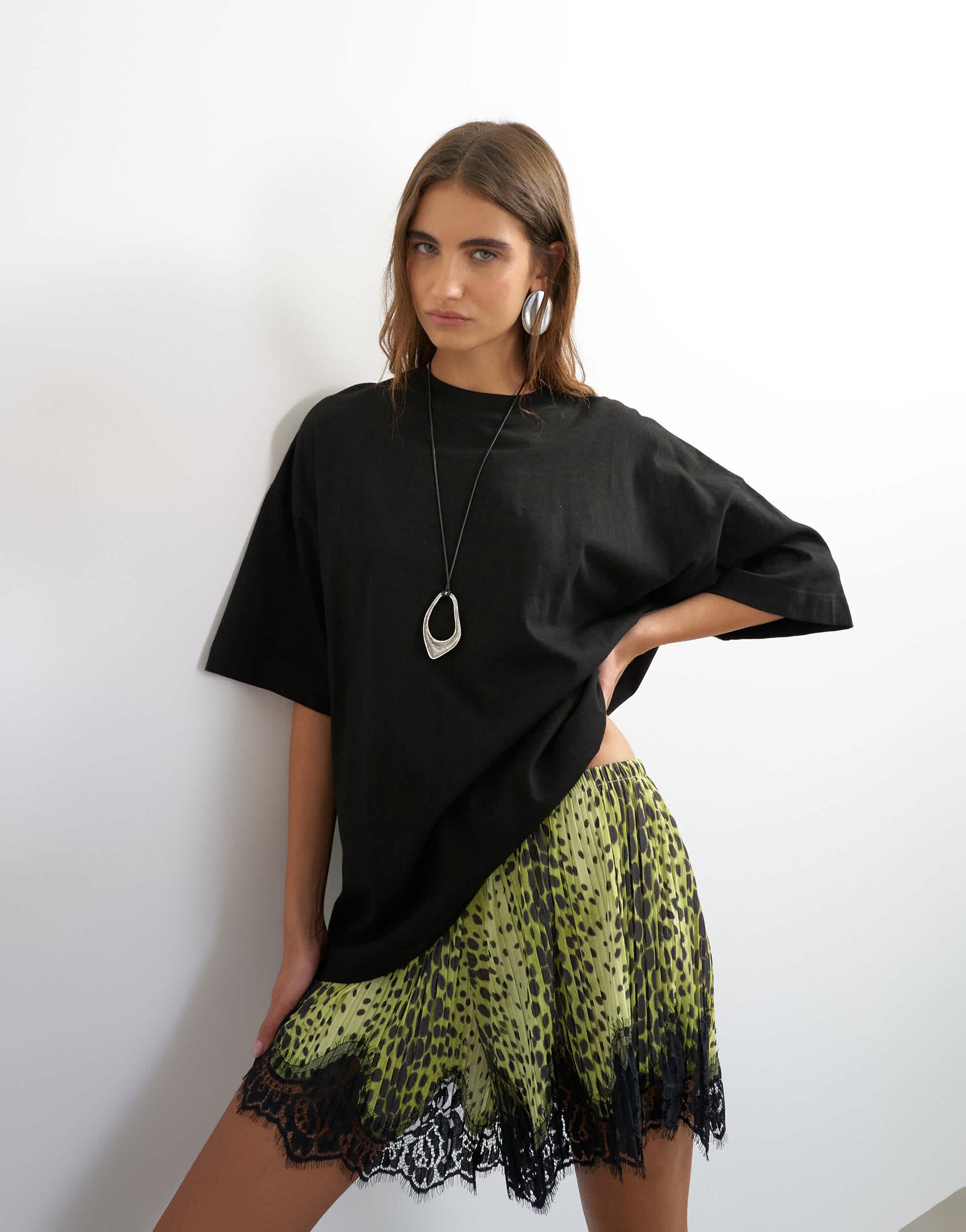 Topshop oversized drop shoulder tee in black