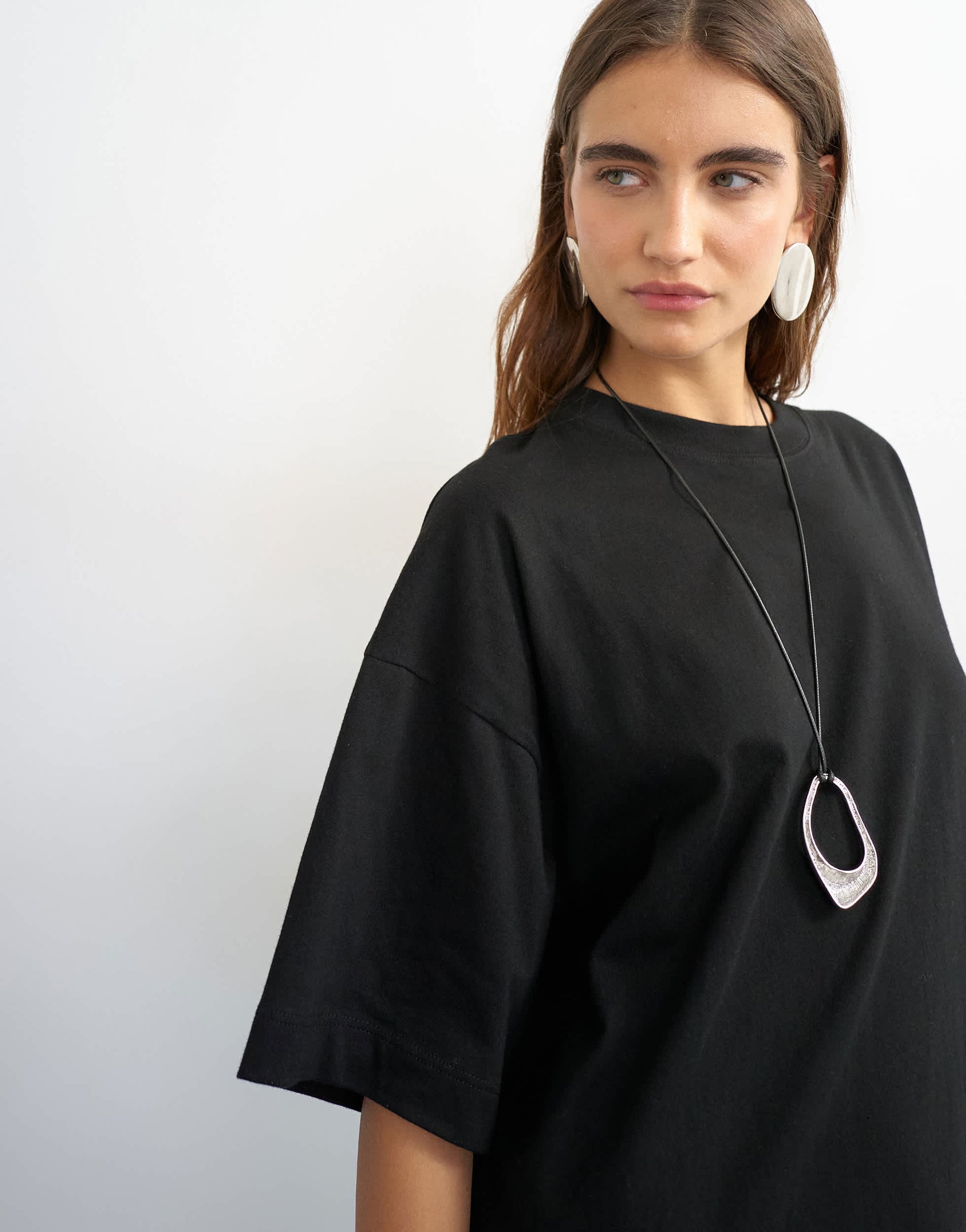 Topshop oversized drop shoulder tee in black