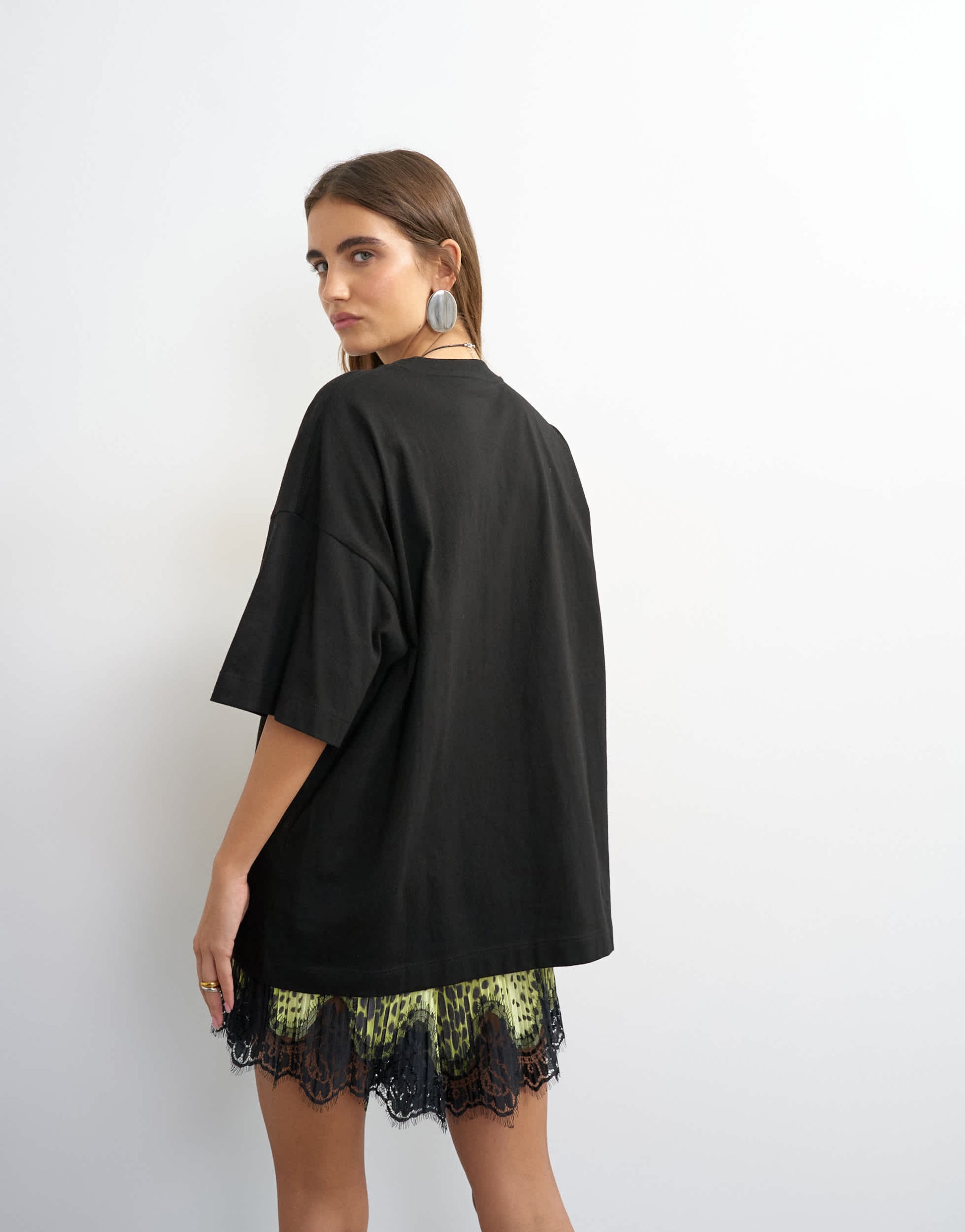 Topshop oversized drop shoulder tee in black