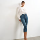 Topshop high rise capris jean in vintage blue
