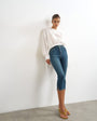 Topshop high rise capris jean in vintage blue