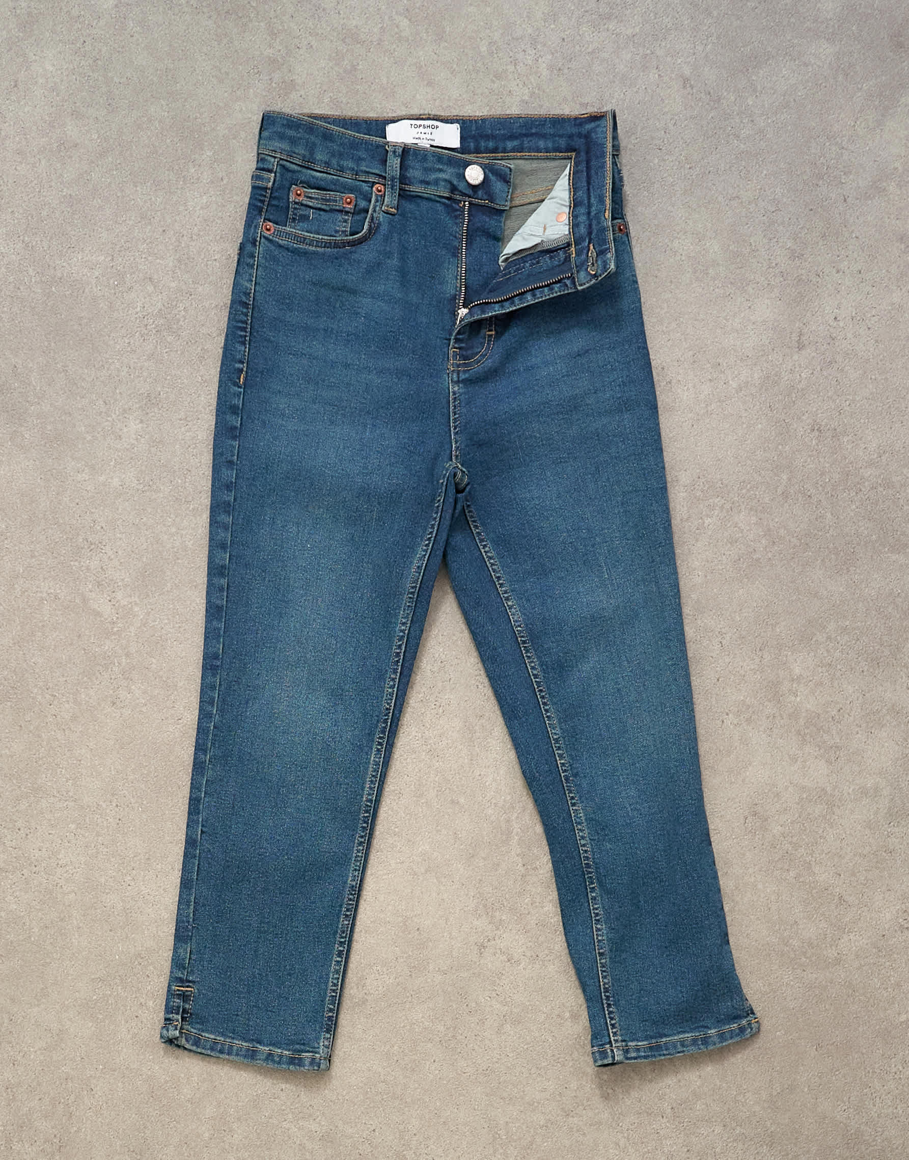 Topshop high rise capris jean in vintage blue