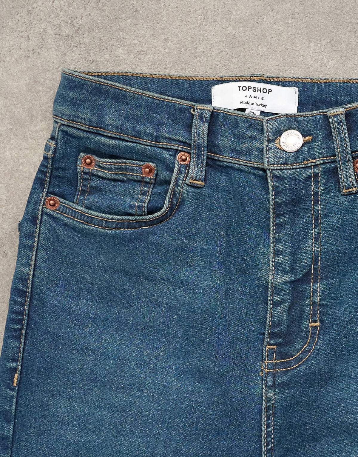 Topshop high rise capris jean in vintage blue