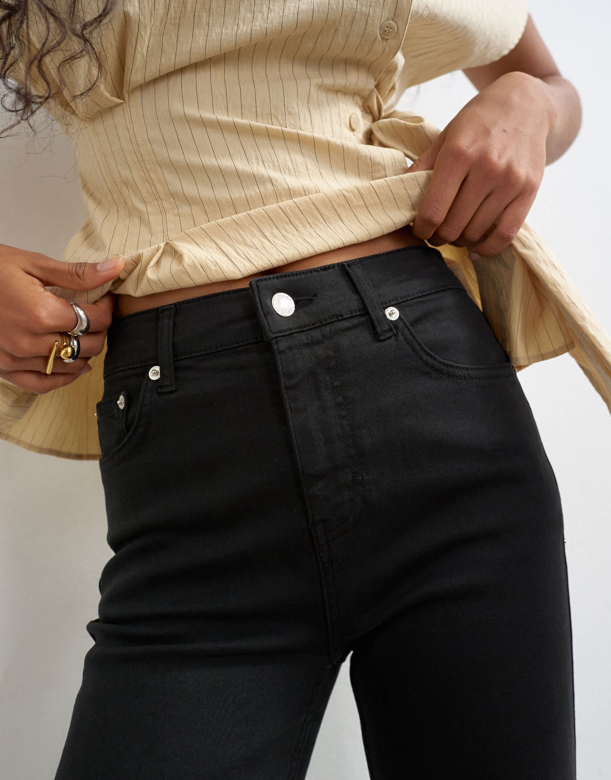 Topshop high rise capris jean in Black