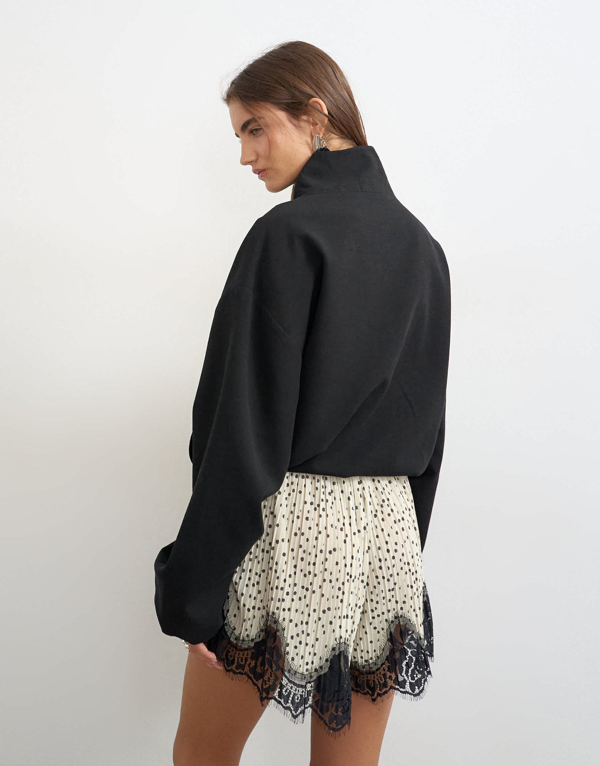 Topshop bomber mandarin collar jacket in black