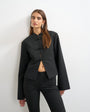 Topshop mandarin collar blazer in black