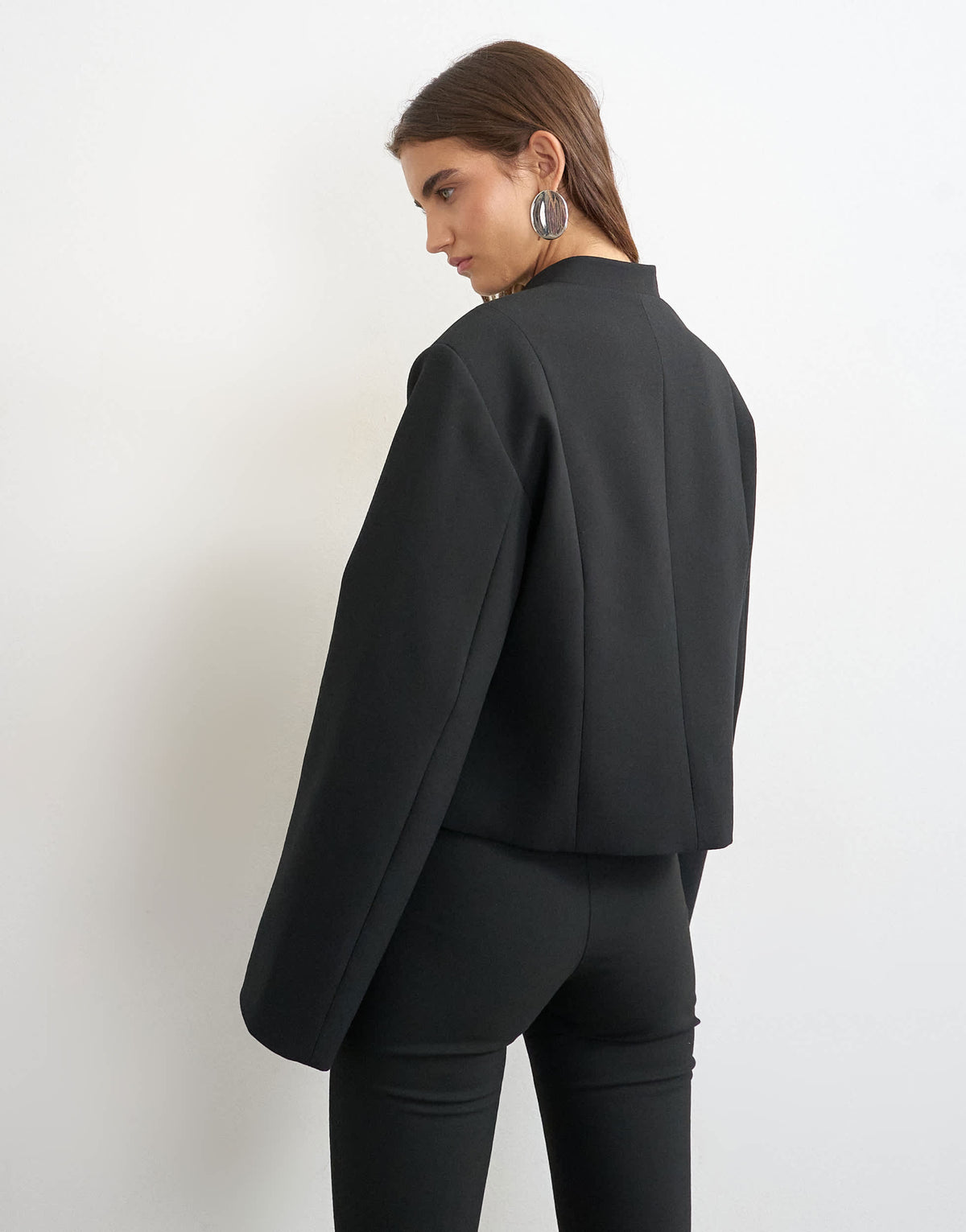 Topshop mandarin collar blazer in black