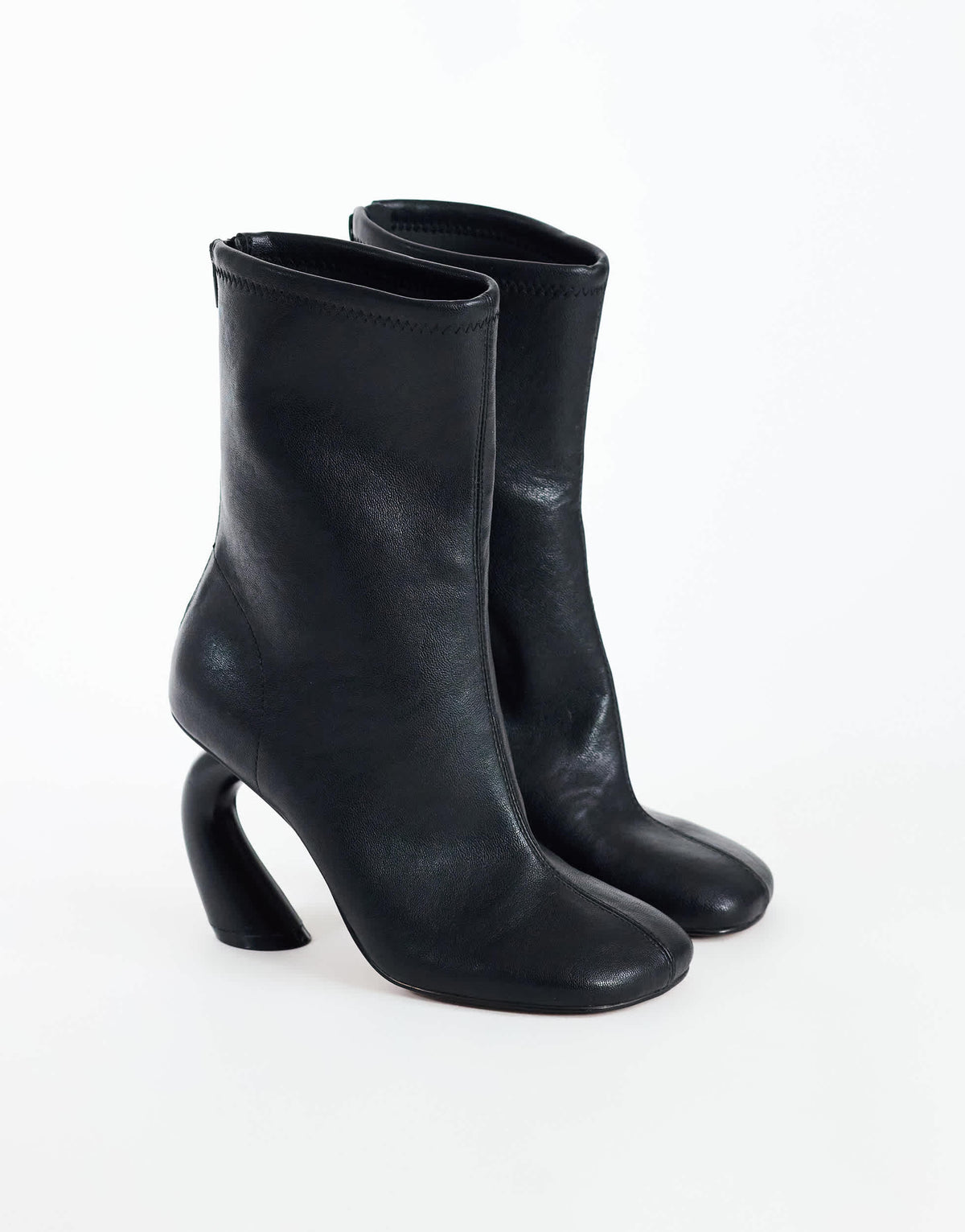 Topshop Kendal structured heel sock boot in black