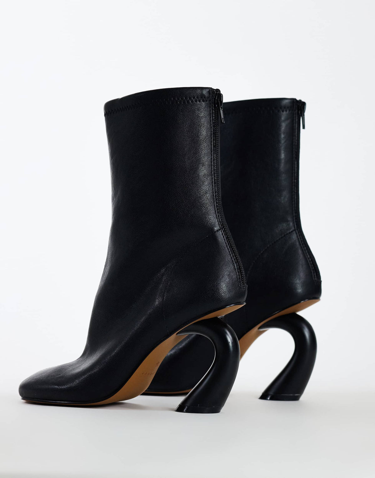 Topshop Kendal structured heel sock boot in black