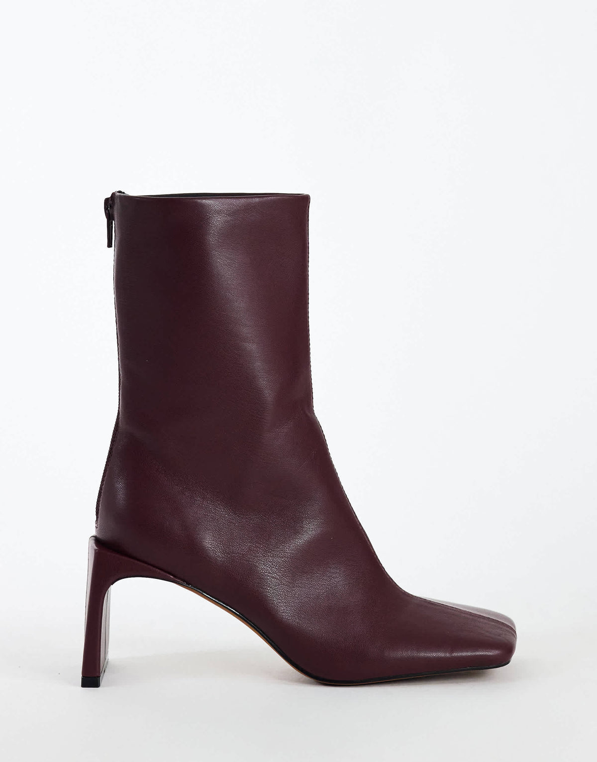 Topshop Kane angular heeled ankle boot in aubergine