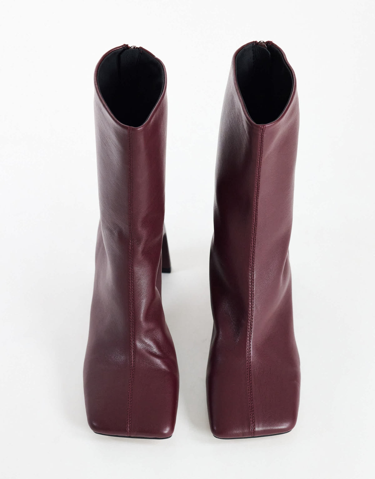 Topshop Kane angular heeled ankle boot in aubergine