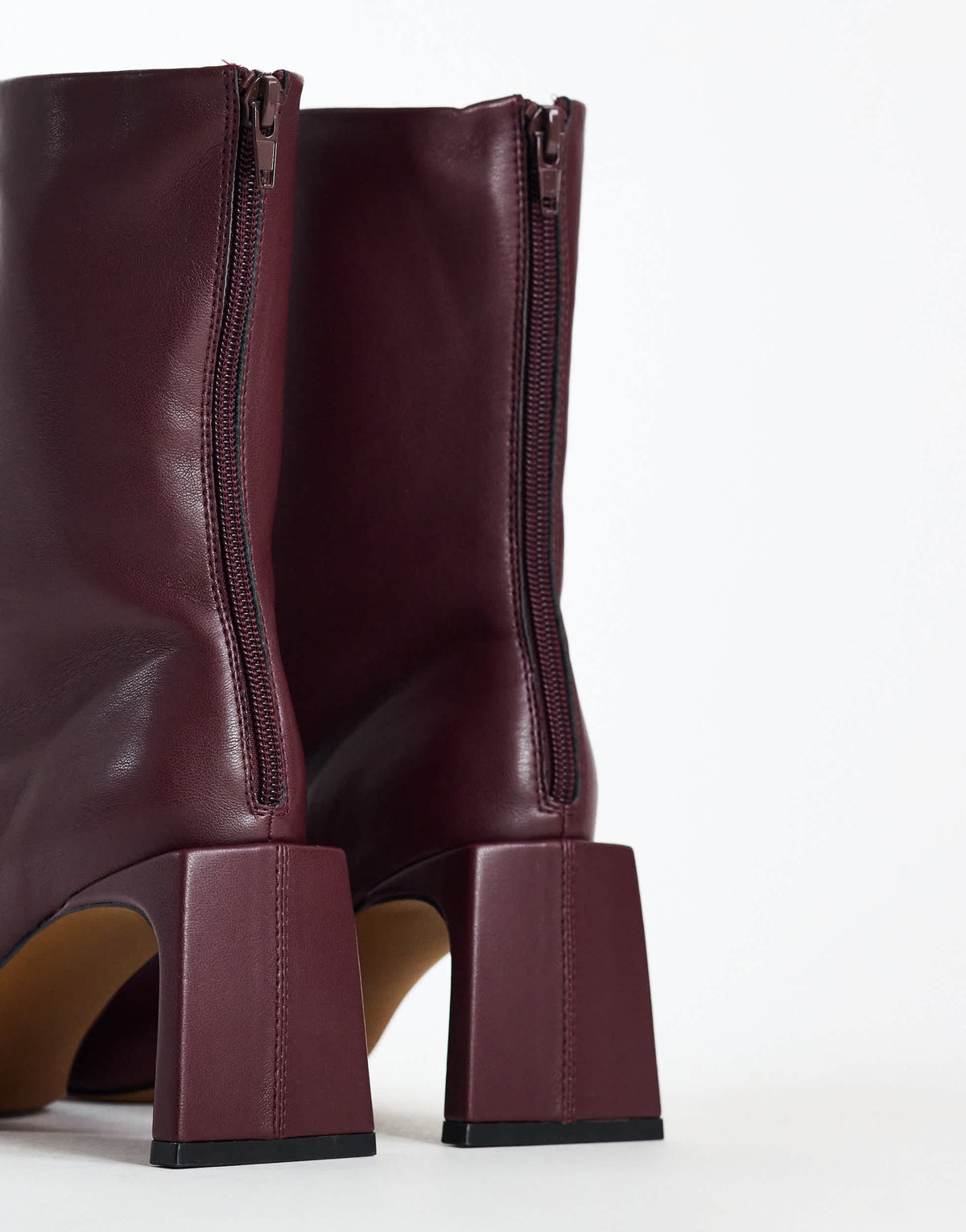 Topshop Kane angular heeled ankle boot in aubergine