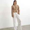 Topshop mandarin collar blazer in brown