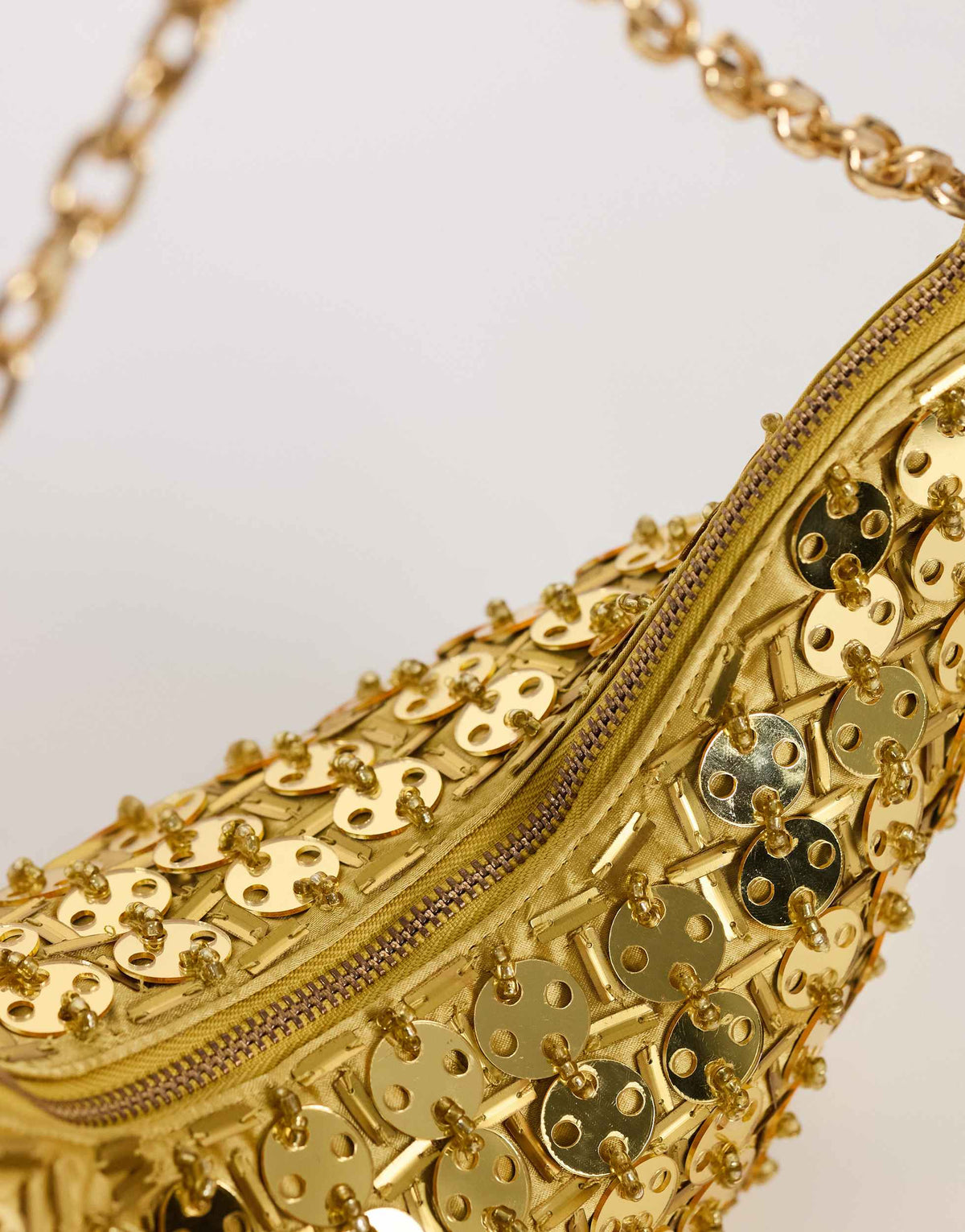 Topshop Stellan sequin medium scoop shoulder bag in gold
